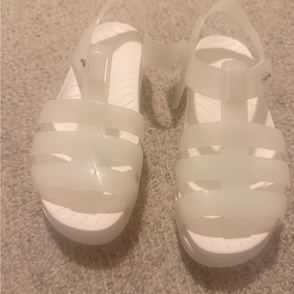 CROCS Women's Translucent White Jelly Sandals